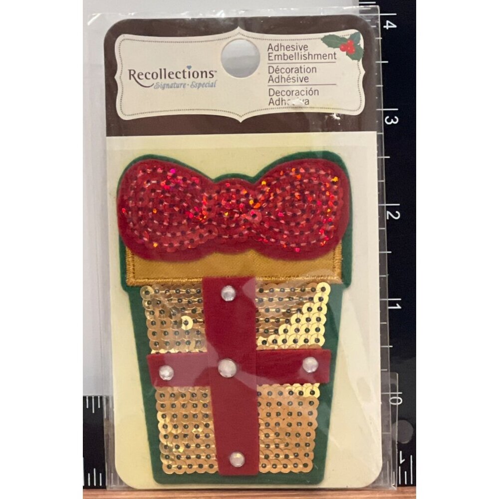 Recollections Adhesive Embellishment Sequin Gift Box With Bow 23794045857